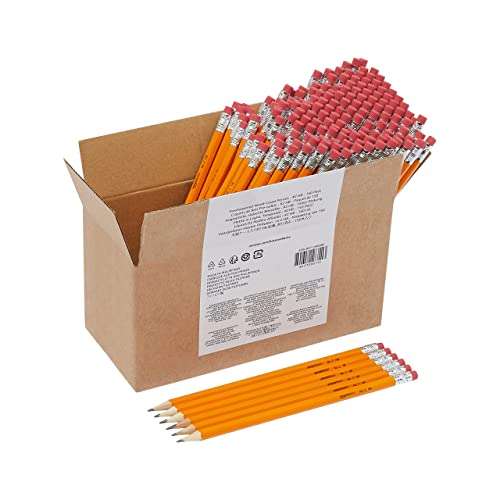 Amazon Basics - Lápices n.º 2 HB de madera, afilados, Pack de 150