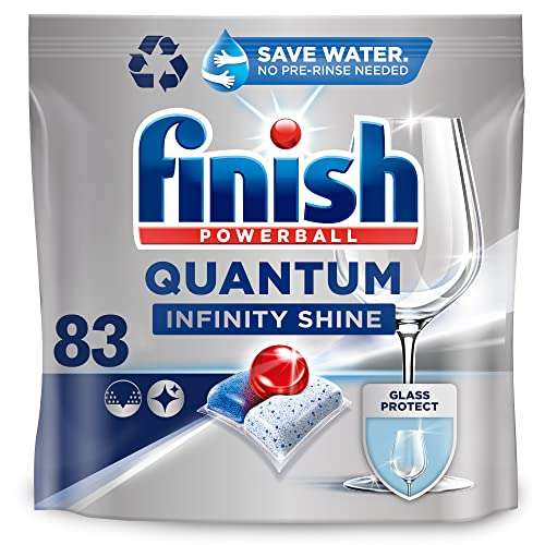 Finish Powerball Quantum Infinity Shine, pastillas para el lavavajillas con protección del cristal, 83 pastillas