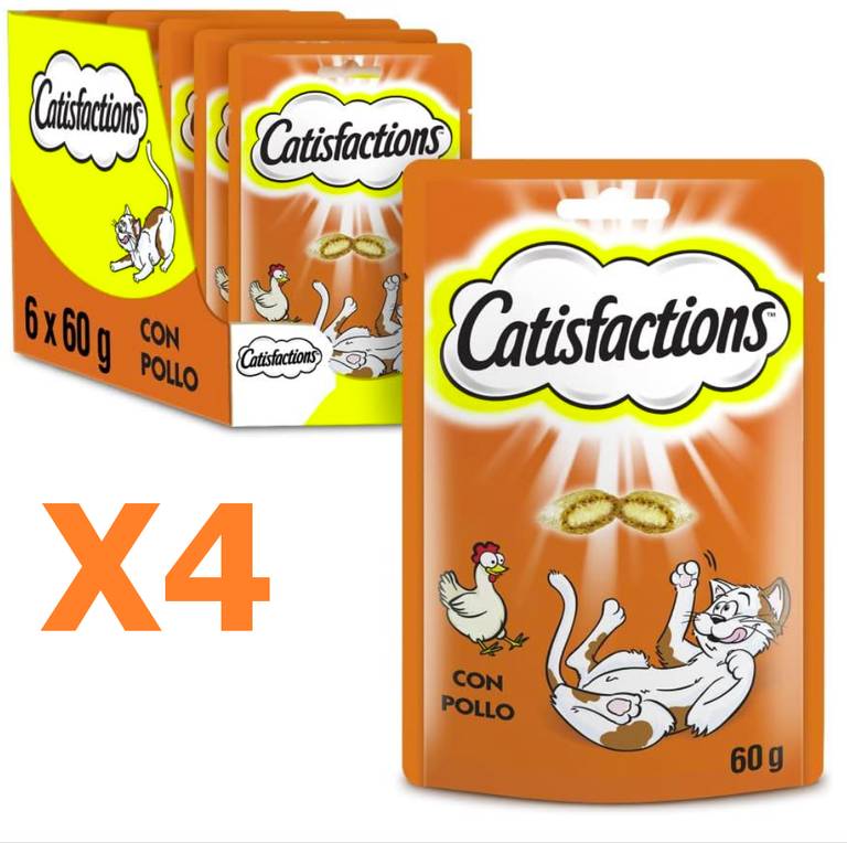Mars Catisfactions Premios para Gatos, Sabor Pollo (Pack de 24 x 60g)