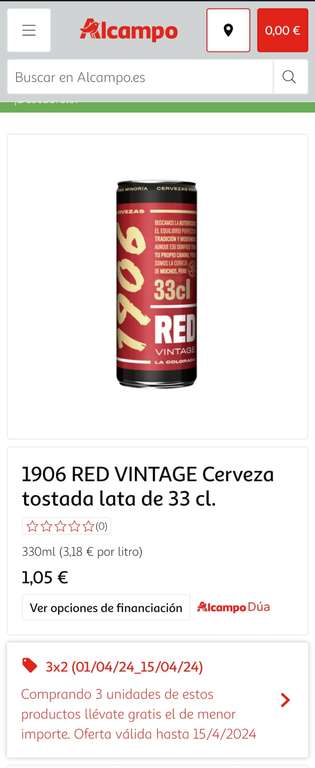 1906 RED VINTAGE a 0,70€/lata comprando 3