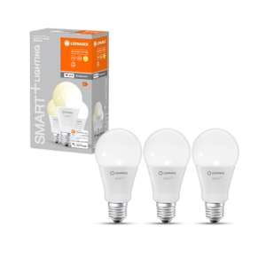 LEDVANCE Lámpara LED inteligente tecnología WiFi, casquillo E27, regulable, blanco cálido (2700 K), SMART+ WiFi Classic Regulable, pack de 3
