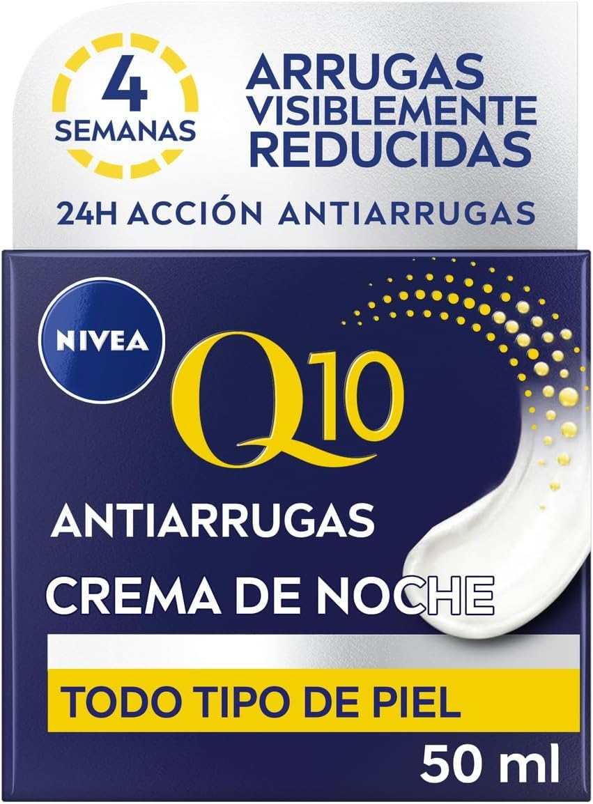 NIVEA Q10 Crema de noche regeneradora antiarrugas, creatina y ácido hialurónico, 50 ml
