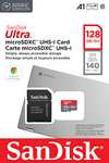 SanDisk Ultra 128 Go microSDXC UHS-I Carte pour Chromebook Avec Adaptateur SD et jusqu'à 140 Mo/s en Vitesse de Transfert