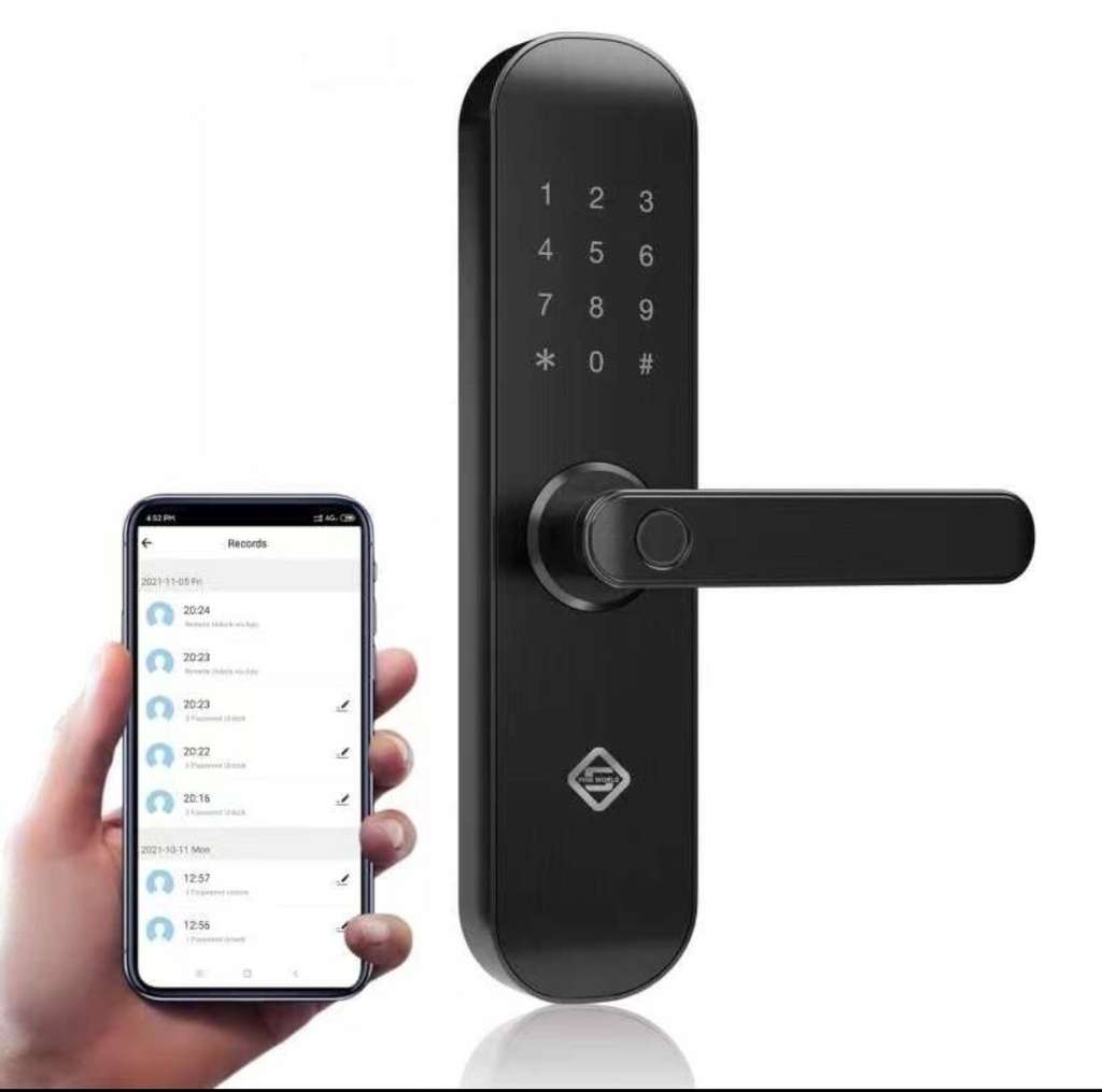 Cerradura biométrica con huella dactilar, cierre inteligente de seguridad con WiFi