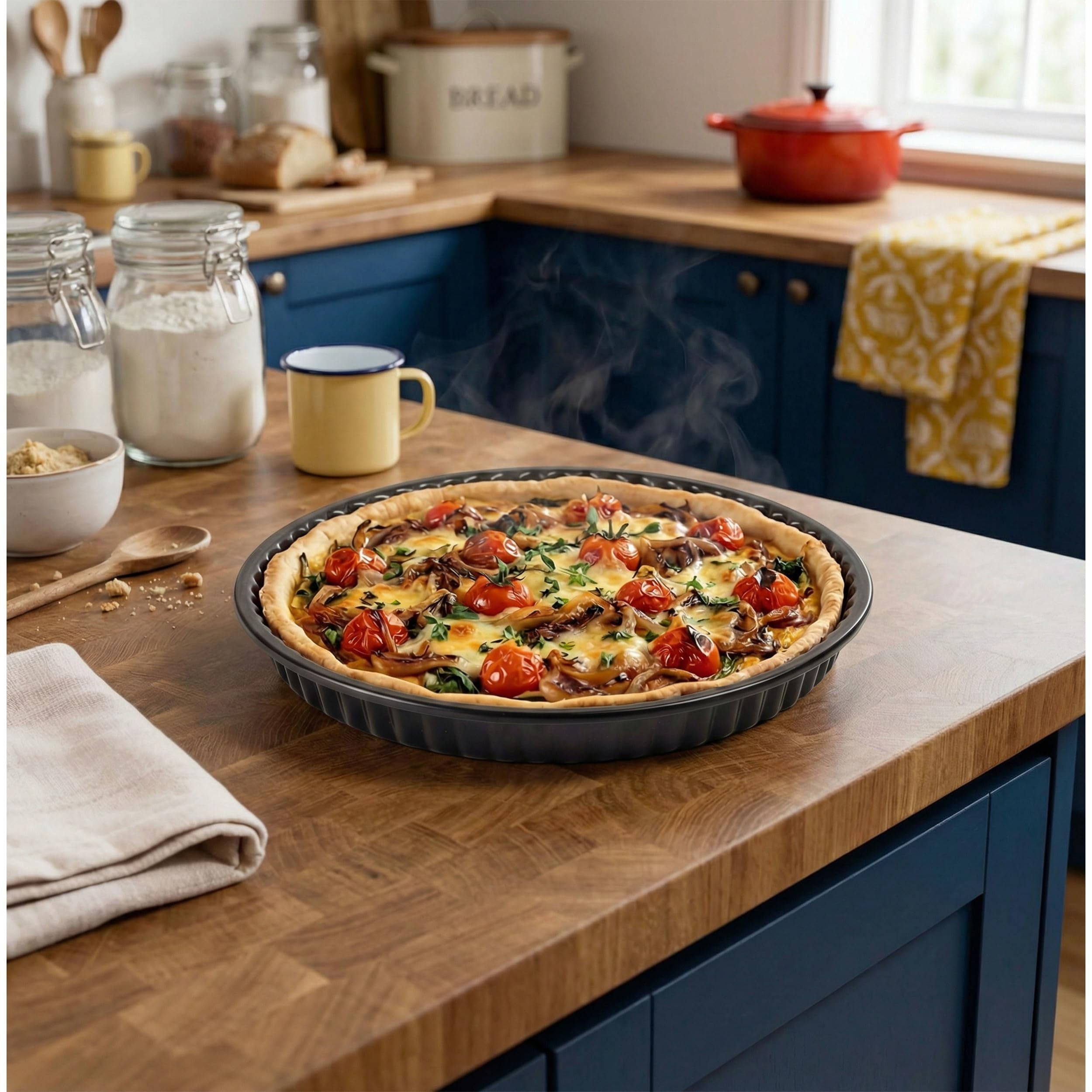 Russell Hobbs Everyday Tart Tin – 24cm, Base Fija, Acero al Carbono Antiadherente, Fácil de Limpiar/Desmolde Rápido, Apto para Lavavajillas