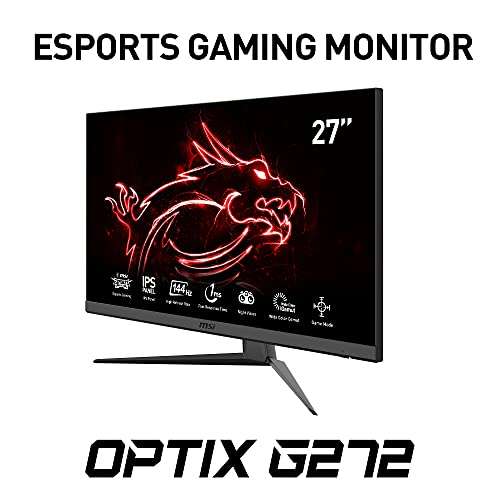 MSI Optix G272 IPS Monitor - 27 Inch, 16:9 Full HD (1920 x 1080), IPS, 144Hz, 1ms
