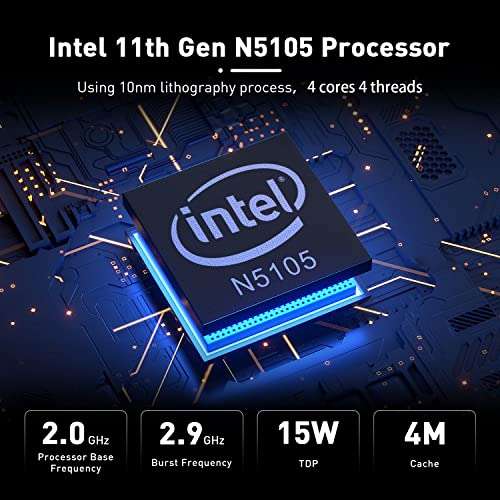 Beelink U59 Pro Mini PC con 11 Gen Celeron N5105 (hasta 2,9 GHz) con 16GB DDR4 + 500GB M.2 SSD/Dual HDMI/WiFi 5/ BT4,0/ LAN/ 4K