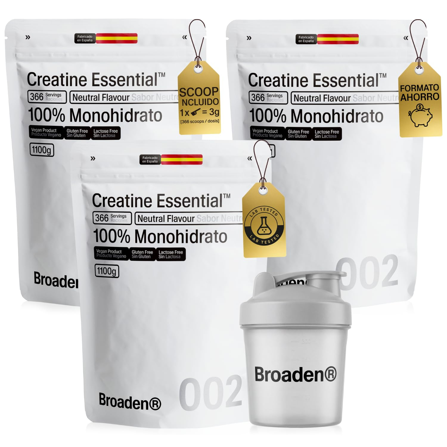 3.3 Kg Creatina Monohidratada/Micronizada en Polvo Sin Sabor | Incluye Dosificador + Shaker Regalo a 10€ el kilo.
