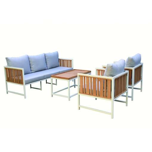 Conjunto de jardín mesa + 2 sillones + sofá