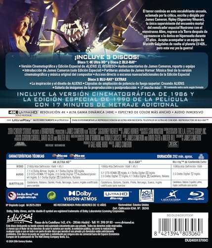 Aliens - El Regreso (4K UHD + Blu-ray + Blu-ray Extras)