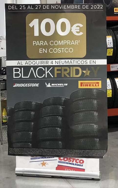 100€ de compra en Costco al comprar 4 neumáticos