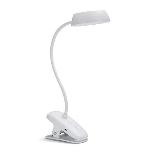 Philips - Lámpara de mesa Philips Donutclip, lámpara LED de mesa, flexo portátil, luz blanca cálida, luz regulable, 27K - 17W, carga USB
