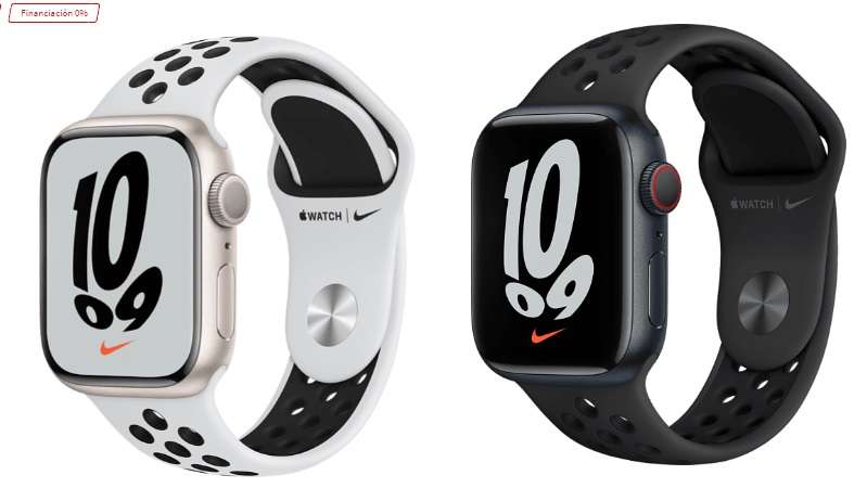 Apple Watch Nike Series 7, GPS, 41 mm, Caja de Aluminio en Blanco estrella,  Correa Nike Sport Platino (negro / blanco) » Chollometro