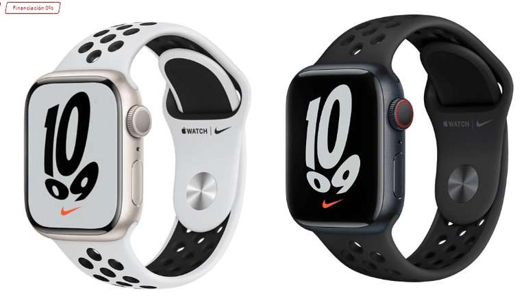 Apple Watch Nike Series 7, GPS, 41 mm, Caja de Aluminio en Blanco estrella,  Correa Nike Sport Platino (negro / blanco) » Chollometro