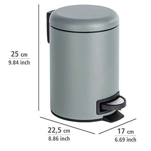 WENKO Cubo con pedal para cosmética Leman gris pardo 3 l Capacidad: 3 l, Acero, 17 x 25 x 22.5 cm, Gris