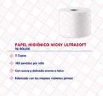 Nicky Ultrasoft Papel Higiénico | 96 rollos | 2 capas, 140 servicios/rollo | Aroma a talco | 100% certificado FSC [0'21€/ud]