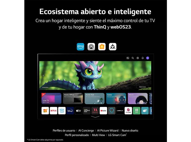 TV OLED 65" (165,1 cm) LG OLED65B36LA, 4K UHD, Smart TV + 400 € de Cashback + Barra de Sonido LG SQC2 valorada en 199€