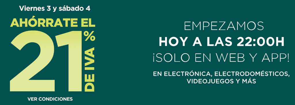 Ahorrate el iva en el Corte Inglés desde el día 2 a las 22h hasta el 5 a  las 10h » Chollometro