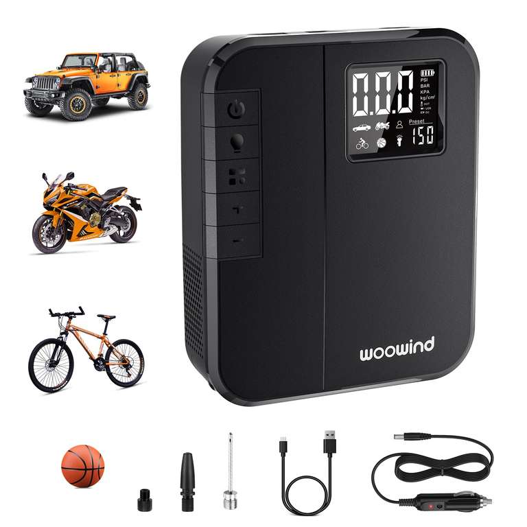 Inflador Ruedas Coche 150PSI/10,3Bar, Inflador Eléctrico