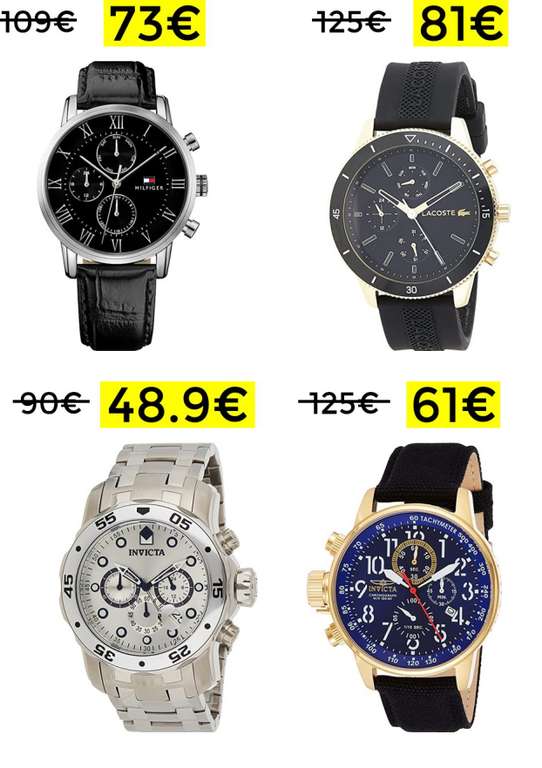 Oferta en selección relojes Invicta, Tommy Hilfiger, Lacoste y más en Amazon