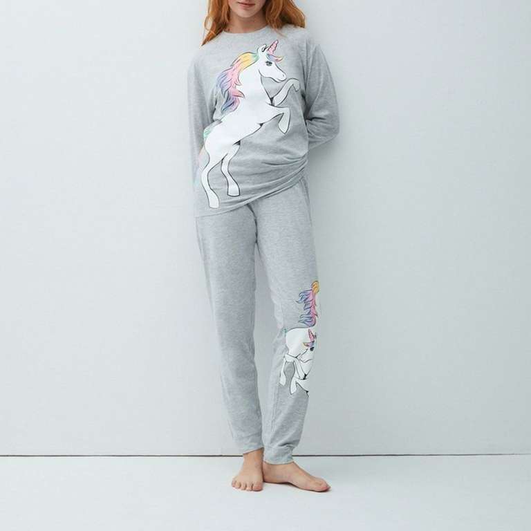 UNDIZ. Pijama de 2 piezas Biglicorniz - gris jaspeado. Otros dos modelos en links de la descripción.