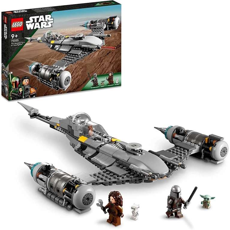 LEGO 75325 Star Wars Caza Estelar N-1 de The Mandalorian, Set Construcción, Libro de Boba Fett, Mini Figuras Baby Yoda y Droide