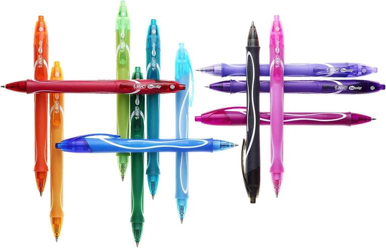 BIC Gel-ocity Quick Dry Bolígrafos de Gel, punta media (0,7mm) - Rosa, Caja de 12 Unidades