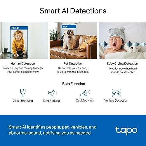Tapo C220 - IA Cámara Vigilancia 360°, 2K 4MP QHD, Inteligente de IA