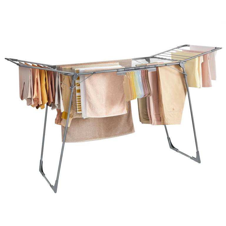 SONGMICS Tendedero de pie, 56,5 x 173 x 96,5 cm, tendedero de alas para Ahorrar Espacio