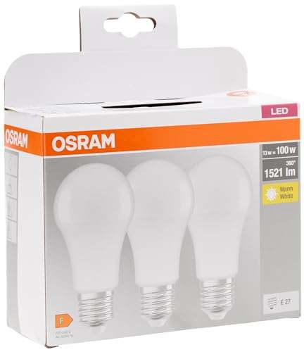 7 bombillas OSRAM Bombilla LED E27, 13 W, Blanco, 3 Unidad (Paquete de 1), 3 & Lámpara LED clásica blanco cálido, E27, 8.5W, juego de 4