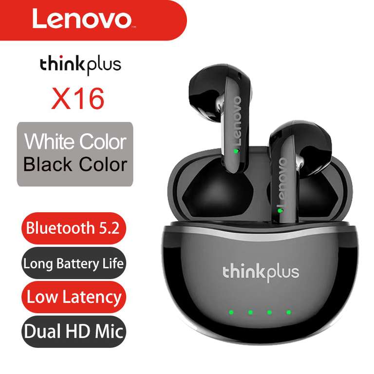Lenovo Auriculares inalámbricos X16 con Bluetooth 5,2 con micrófono