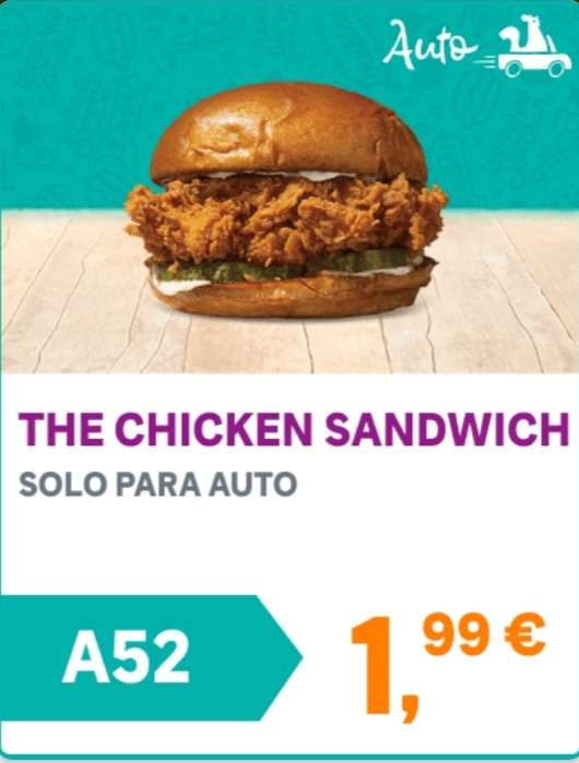 The Chicken Sandwich 1.99 euros en Popeyes Auto