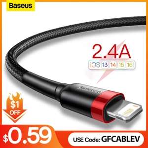 Baseus-Cable USB de carga rápida para iPhone, Cable de datos para iPhone 14, 13, 12, 11 Pro Max, Xs, X, 8 Plus, 2.4A