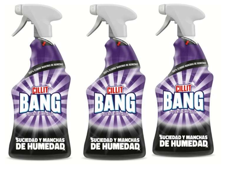 3x Cillit Bang Manchas de Humedad y Suciedad, potente limpiador juntas negras, baño, cocina, formato spray, 750 ml (2'91€/ud)