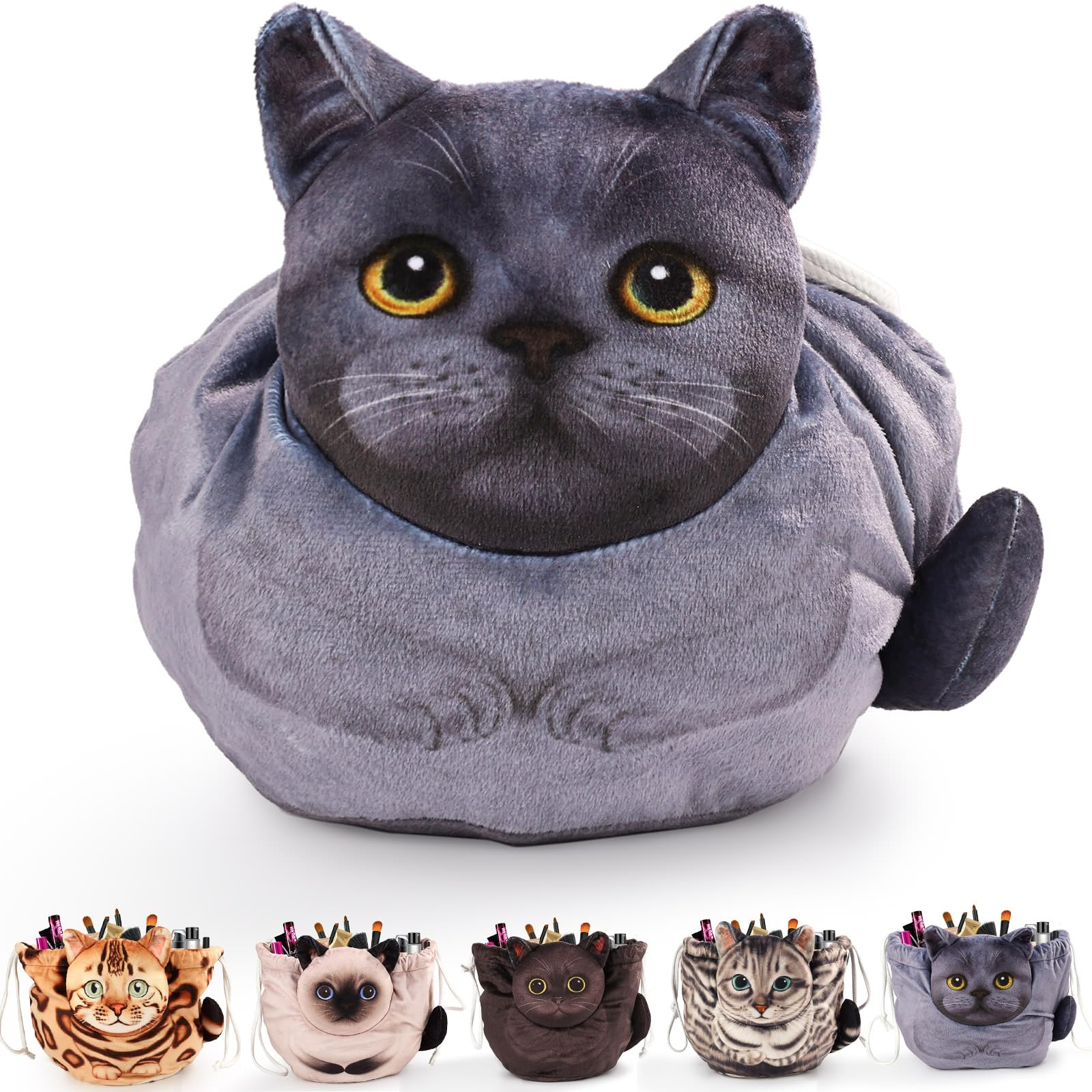Gatito Bolsa De Maquillaje DiseñO De CordóN,Organizador De Maquillaje Gran Capacidad,PortáTil Neceser Maquillaje Viaje,Makeup Bag