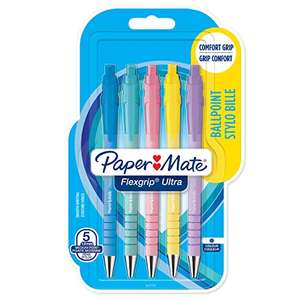 Paper Mate Flexgrip Ultra bolígrafos pastel retráctil | punta mediana (1,0 mm) | tinta azul | paquete de 5
