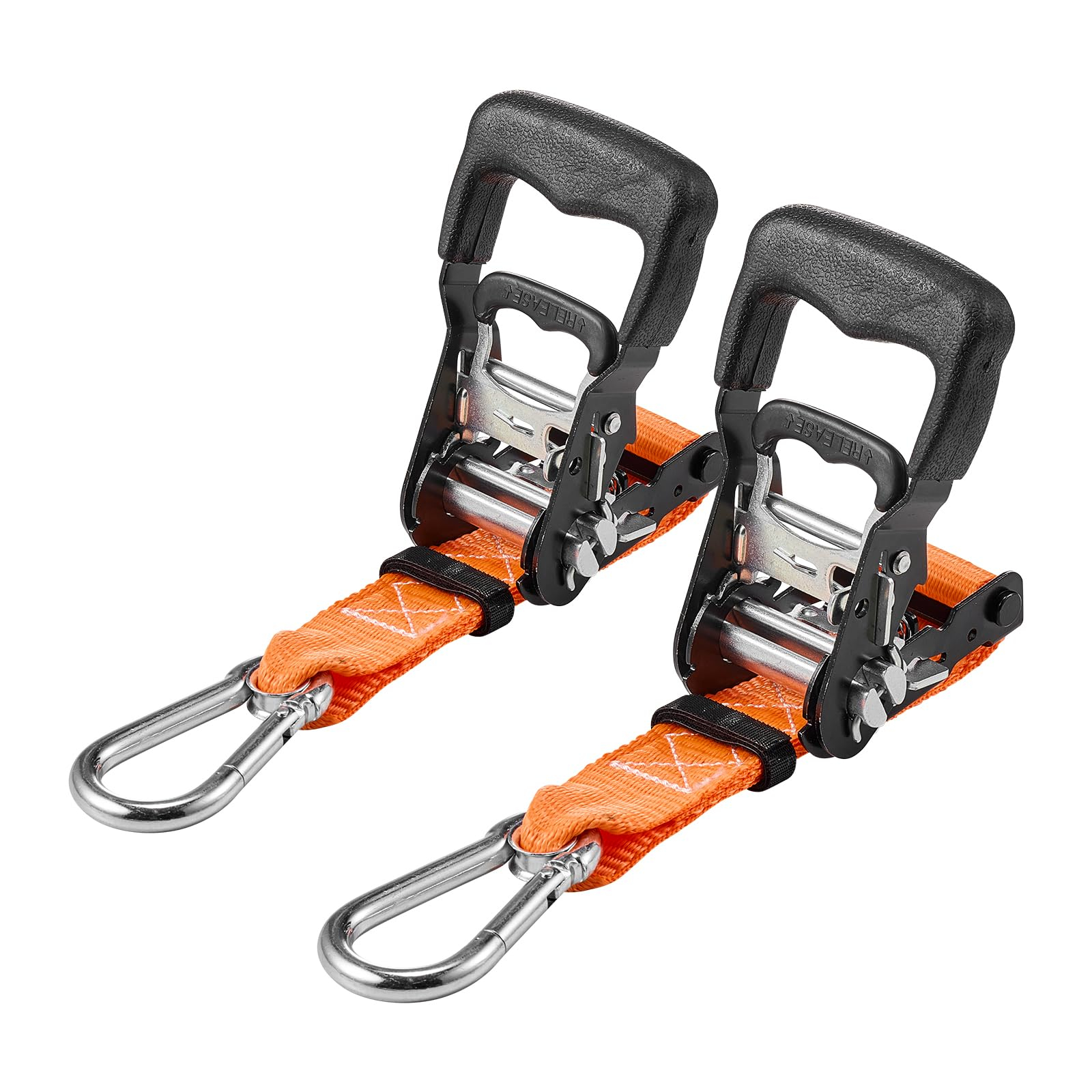 VEVOR Correas de Trinquete, 38,1 mm x 1,8 m, con Mosquetones, Resistencia a la Rotura de 1100 kg Remolques, Motocicletas,Techo de Coche.