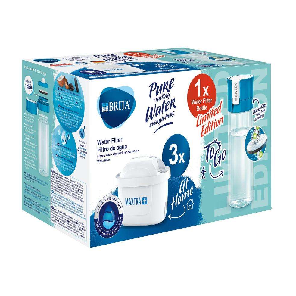 BRITA Pack Botella Filtrante de Agua Vital con 3 Filtros MAXTRA+ y 1 filtro  MicroDisc de Regalo, Filtra Hasta 60 L, Reduce la Cal y el Cloro »  Chollometro