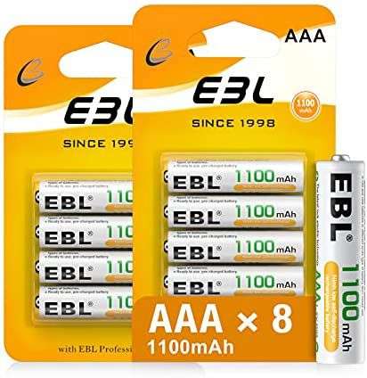 EBL 8PCS AAA Baterías Recargables, 1100mAh 1.2V Ni-MH