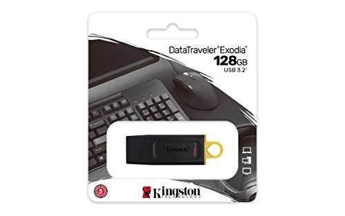 128 GB Kingston DataTraveler Exodia DTX: Memoria USB 3.2 Gen 1 con tapa protectora y llavero