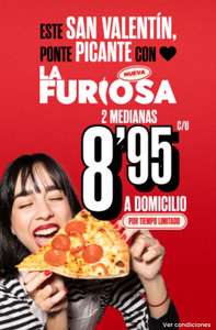 2 pizzas a domicilio por 8,95€ c/u