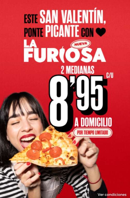 2 pizzas a domicilio por 8,95€ c/u