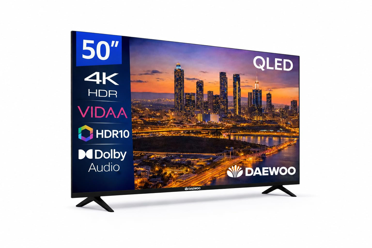 Daewoo 50VB56QV Smart TV 50 Pulgadas QLED 4K UHD, HDR10, Dolby Audio, Bluetooth, HDMI 2.1 Funciones de accesibilidad, Gama 2026