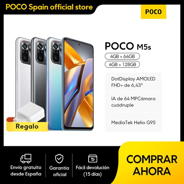 POCO M5s-pantalla táctil AMOLED de 6,43 "FHD, 64 GB (128GB a 188€) (Envío desde España) (varios colores)