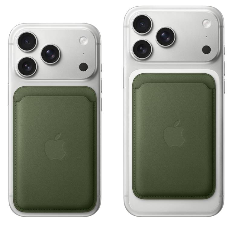 Apple Cartera de Trenzado Fino con MagSafe para iPhone | Compatible con Buscar | Porta Tarjetas Magnético | Negro, Musgo y Púrpura Noche