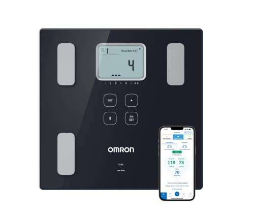 OMRON VIVA - Báscula inteligente y monitor de composición corporal con medición de peso, grasa corporal, grasa visceral, músculo esquelético