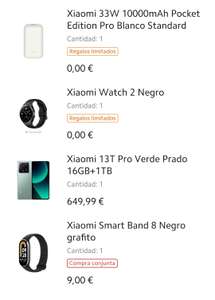 Xiaomi 13T Pro [16GB 1TB] + Xiaomi Watch 2 + Xiaomi Band 8 + Powerbank 33W 10000mAh *Estudiantes (423€ con Mi Points)