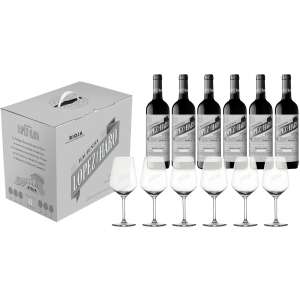 Hacienda lopez de haro Vino tinto Selección de la Familia reserva DOCa Rioja caja 6 botellas 75 cl con regalo de 6 copas