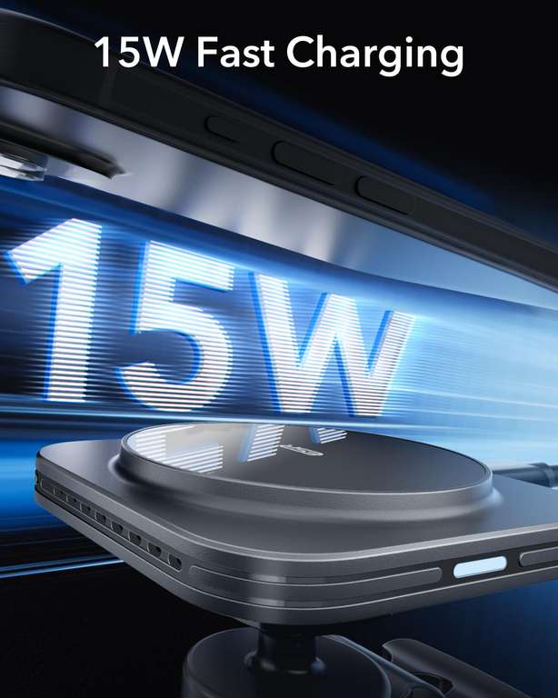 ESR para Cargador Coche MagSafe,Cargador Inalámbrico Magnético 15W para Coche,Compatible MagSafe,para iPhone 15/14/13/12,Carga Rápida