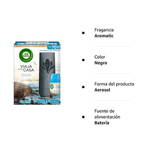 2x Air Wick Freshmatic 1 Aparato y 1 Recambio de Ambientador Spray Automático, Esencia con Aroma a Oasis Turquesa. 2'47€/ud
